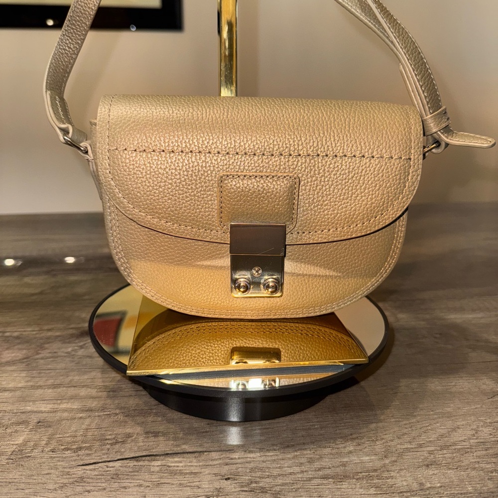 3.1 Phillip Lim Beige Pebbled Leather Crossbody with Gold Lock